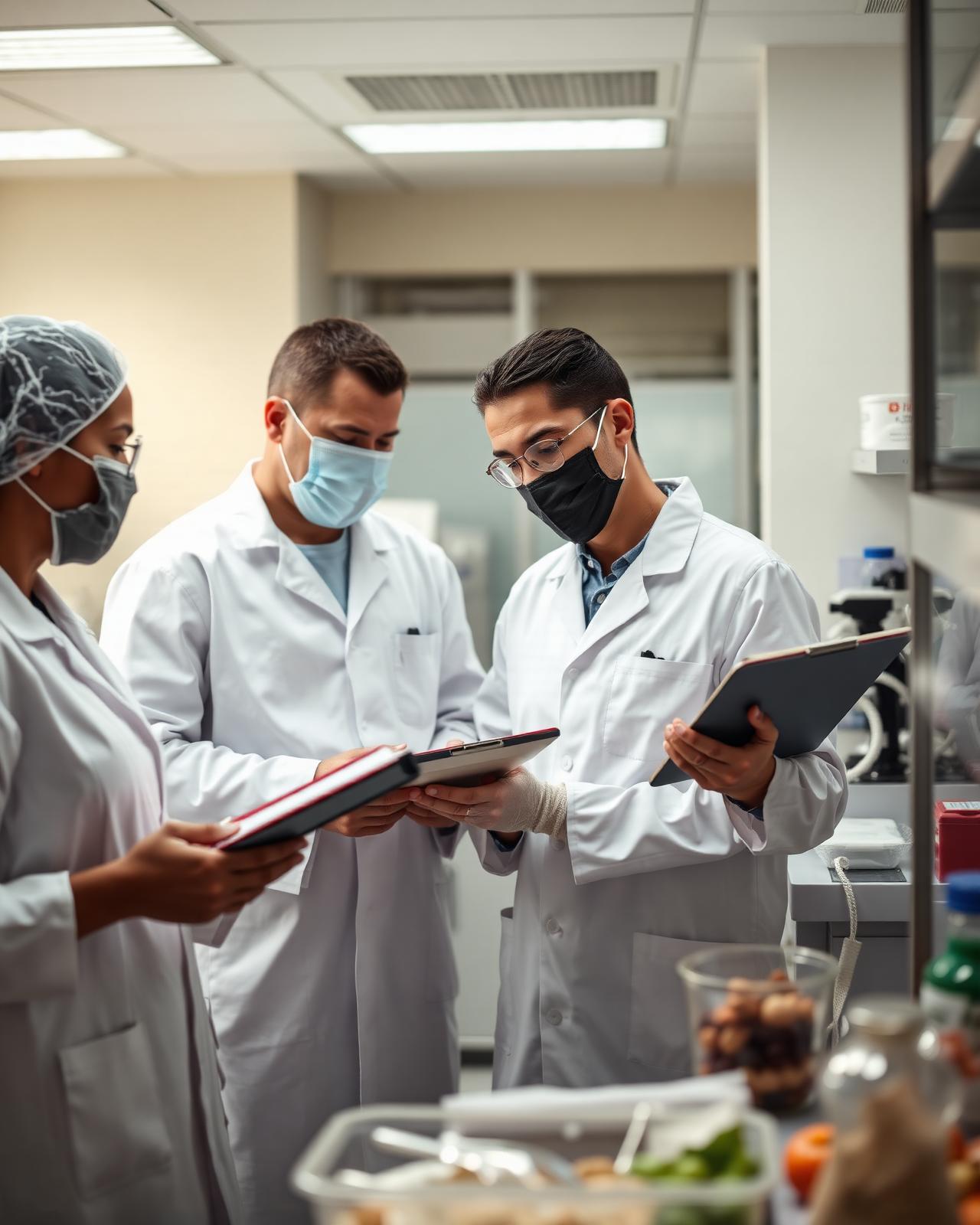 Técnicos en seguridad alimentaria en laboratorio